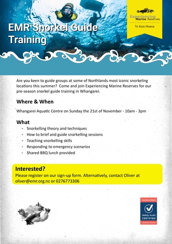 EMR snorkel guide training panui